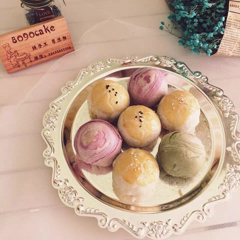 Silver Dessert Plates Cake Dish Cupcake Cake Stand Plate Fruits Tray Pallet Decoration Wedding Party Dishes Plates 09901