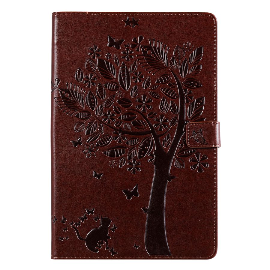 Tablet Case For Samsung galaxy Tab S5E 10.5 T720 SM-T720 T725 Cat Tree Print Cover With Card Slot Tablet case+film+pen: brown