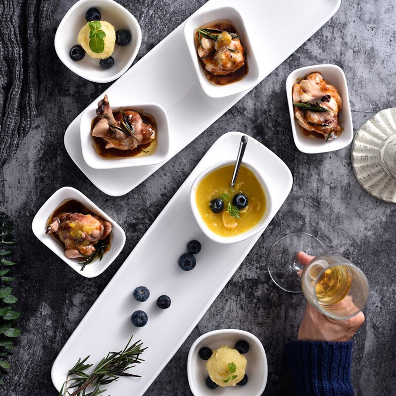 Snack Platter Plate Hotel Pot Small Sauce Dish Ceramic Side Dish With Tray Dinnerware Set Dinner Serving Plate Dessert Bowl