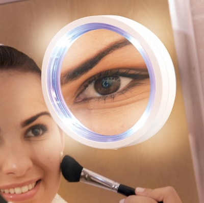 Med lys makeup spejl badeværelse sugekop skønhedsspejl 360 graders led lys 5x makeup forfængelighed lys op spejle