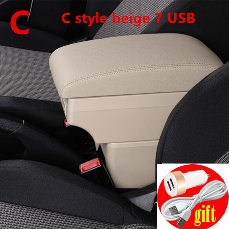For MINI Cooper R53 R56 R57 R58 R60 Countryman car accessories interior Retrofit parts Car Armrest box Storage box: C Style Beige