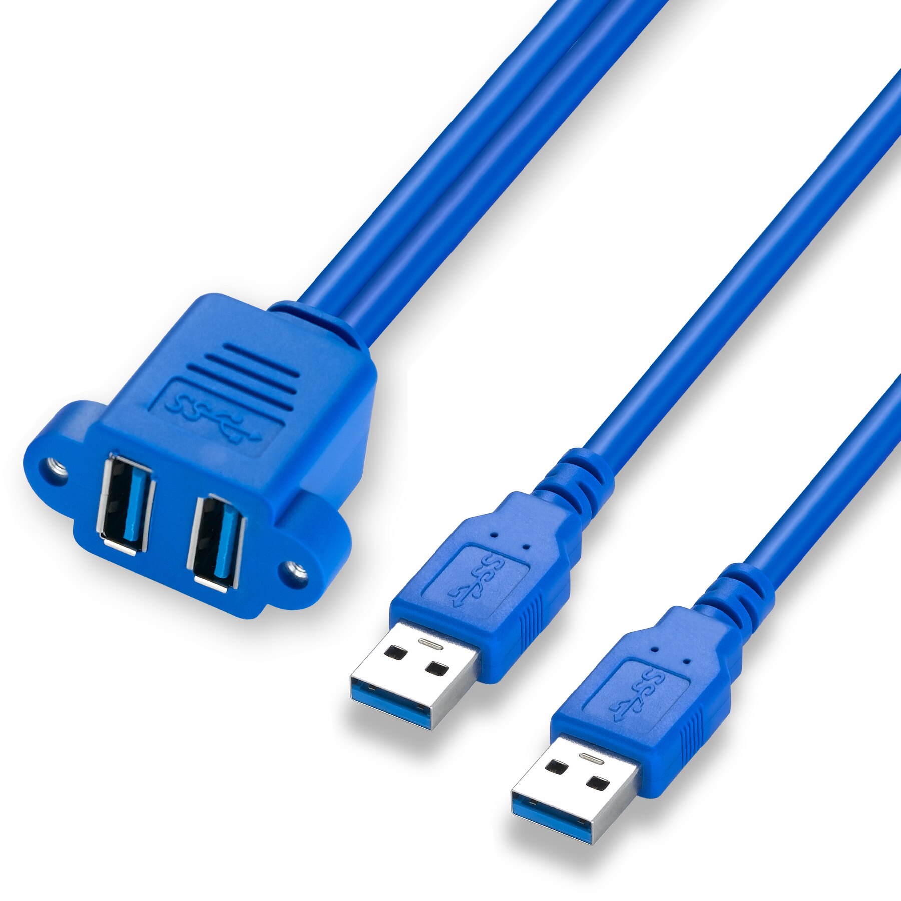 Cavo di prolunga USB 3.0 Bochara doppio USB 3.0 da maschio a femmina intrecciato schermato con montaggio a pannello a vite 50cm