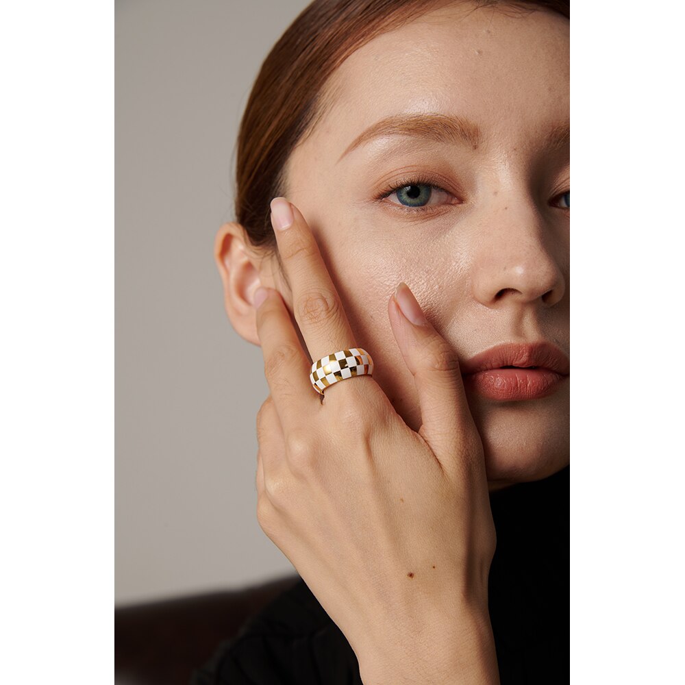 Yhpup emalje ternet rund ring 316l rustfrit stål metal charm fingerring til kvinder smykker bague acier inoxidable