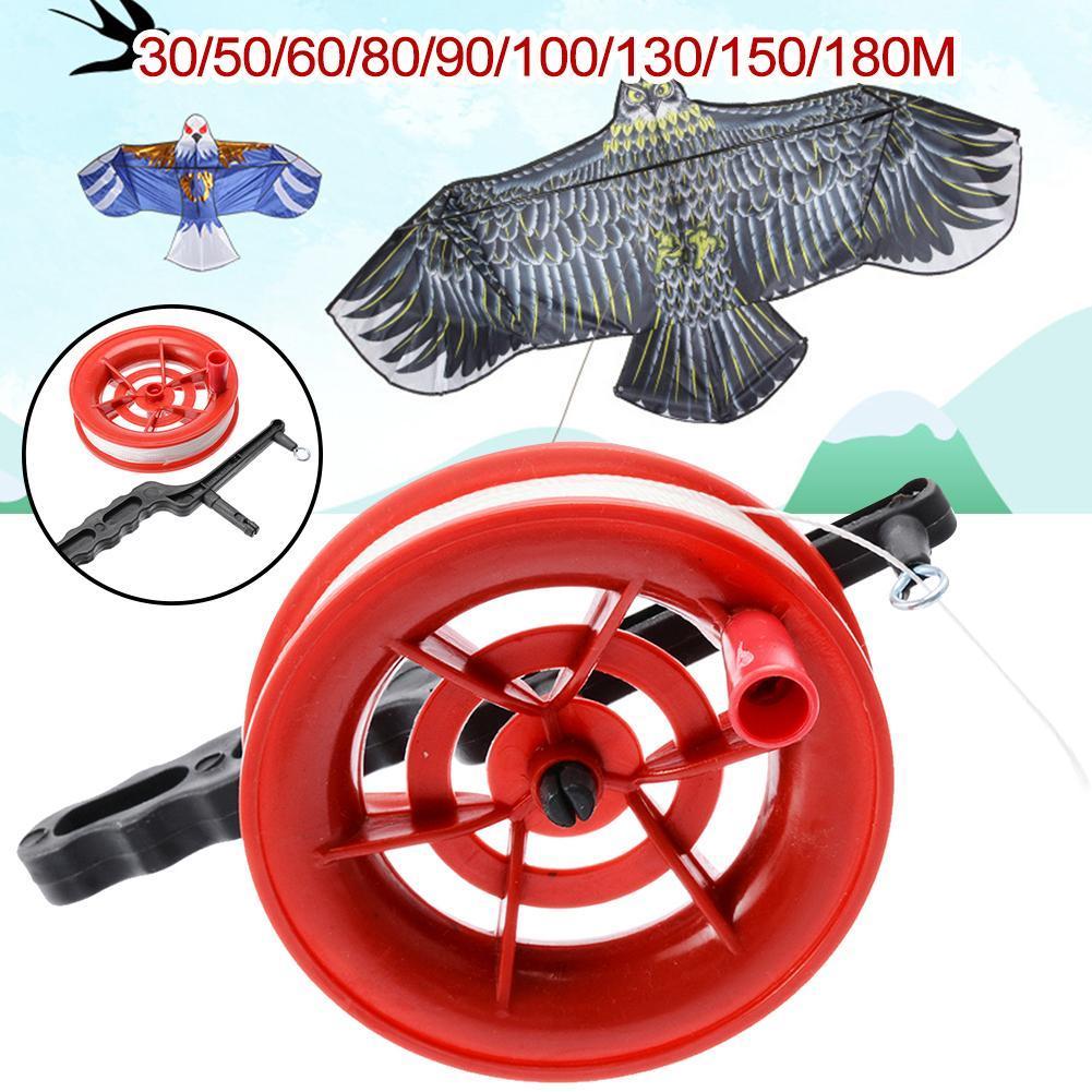 30-180M Twisted String Line Red Wheel Kite Reel Winder Outdoor Toy Kite Accessory Kite Line Wheel Spring Summer Toy Kite Handle
