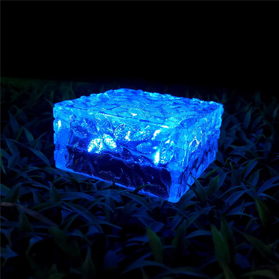 Outdoor Solar Led Ground Light Waterproof Garden Lanscape Acrylic Brick Lamp Solar Ice Cube Light for Pathway Stair Backyard: Blue / 6LEDS 10x10x5CM