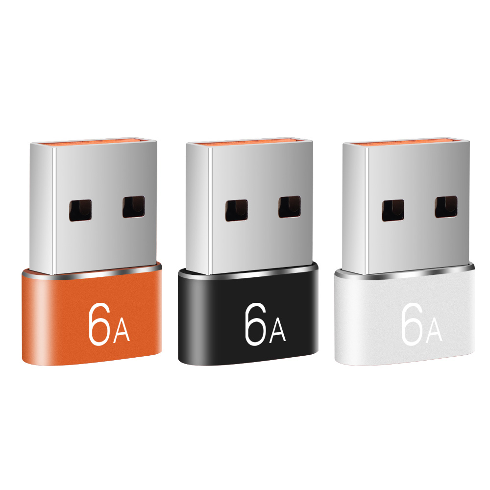 6-1szt. 6A Typ C żeński na USB A męski Adapter OTG Konwerter USB-C do Macbooka Xiaomi Samsung Oneplus Adapter złącza kablowego: Ciemnoszary