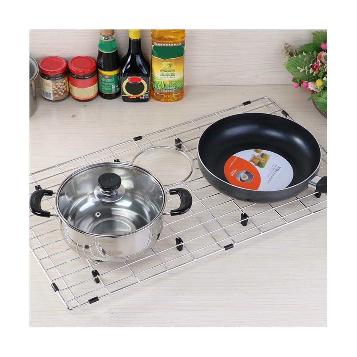 Kitchen Sink Grid Sink Bottom Grid,Stainless Steel Sink Grid and Sink Protectors for Kitchen Sink with Rear