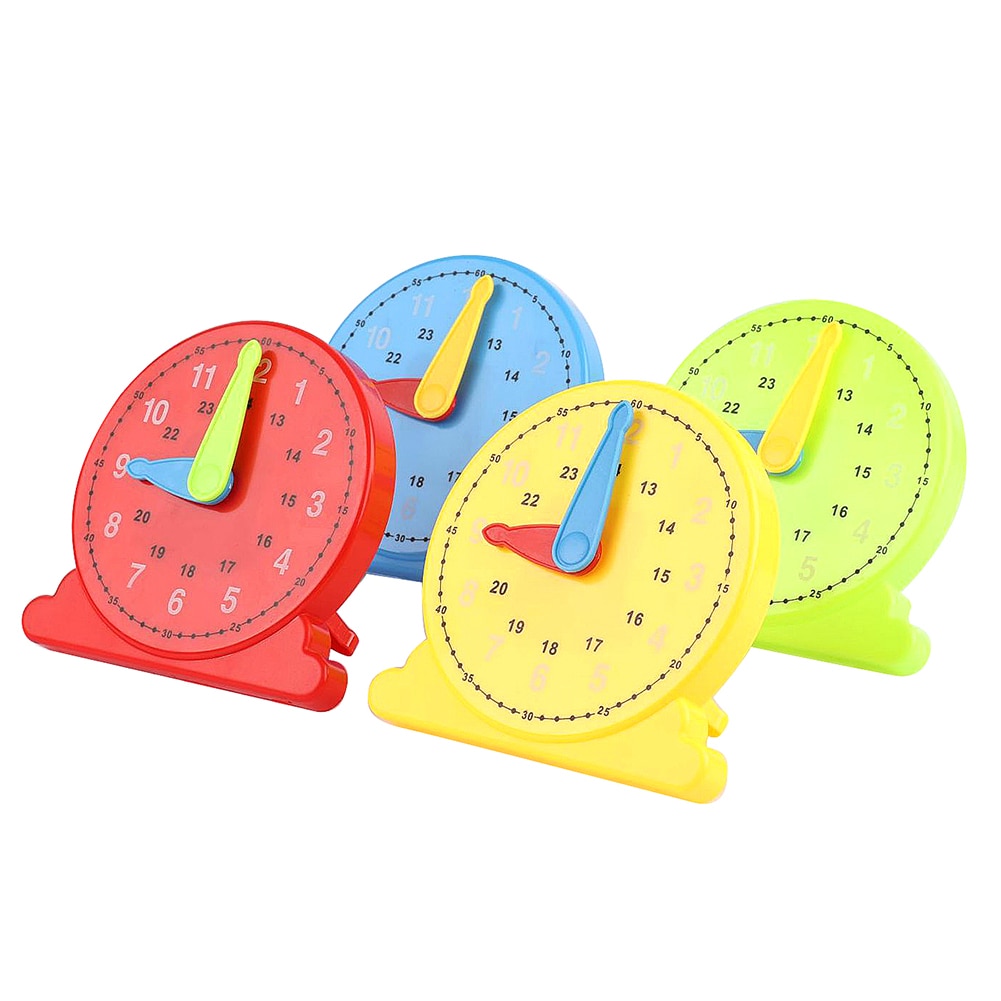 12/24 Hours Plastic Student Learning Clock Time Teacher for Kids Children built-in stands for desktop use