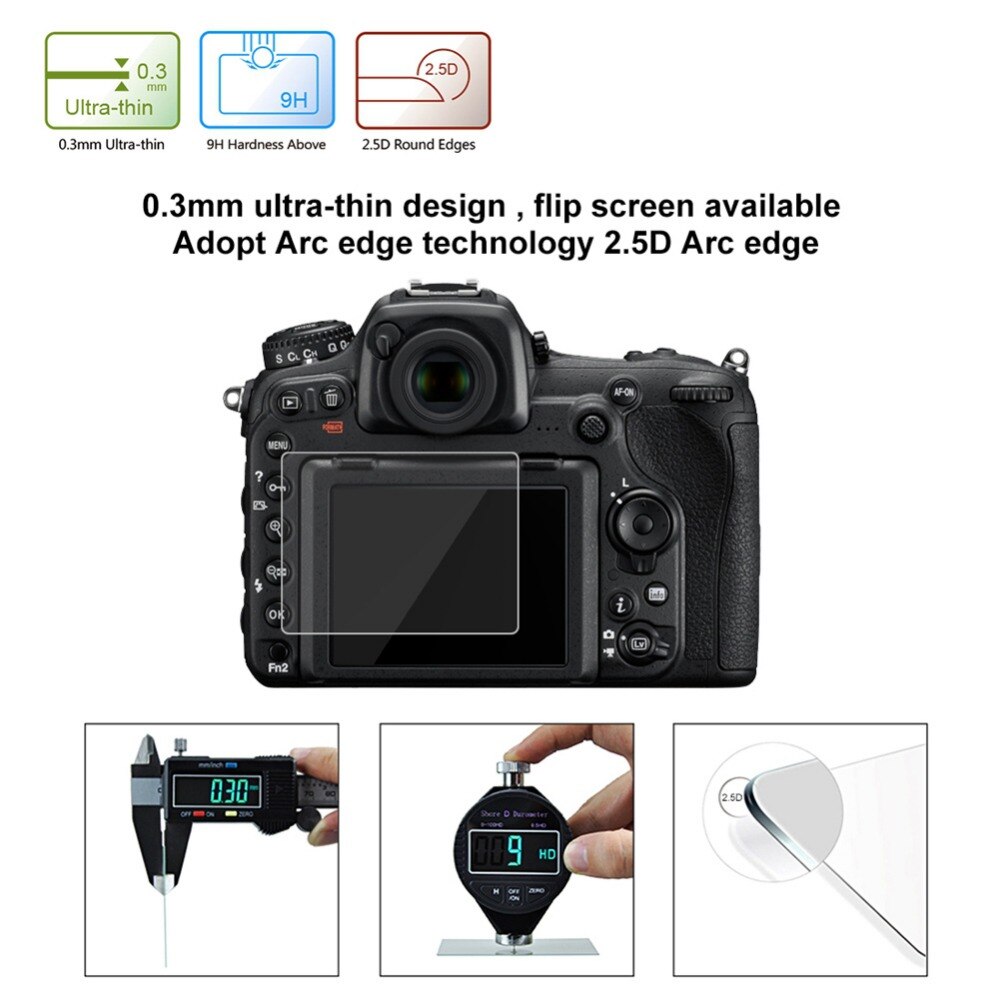 2 Pack 9H Tempered Glass LCD Screen Protector for Canon EOS 700D T5i / 600D T3i / 7D / 7D Mark II / 1200D 1300D T5 T6 / 70D 80D