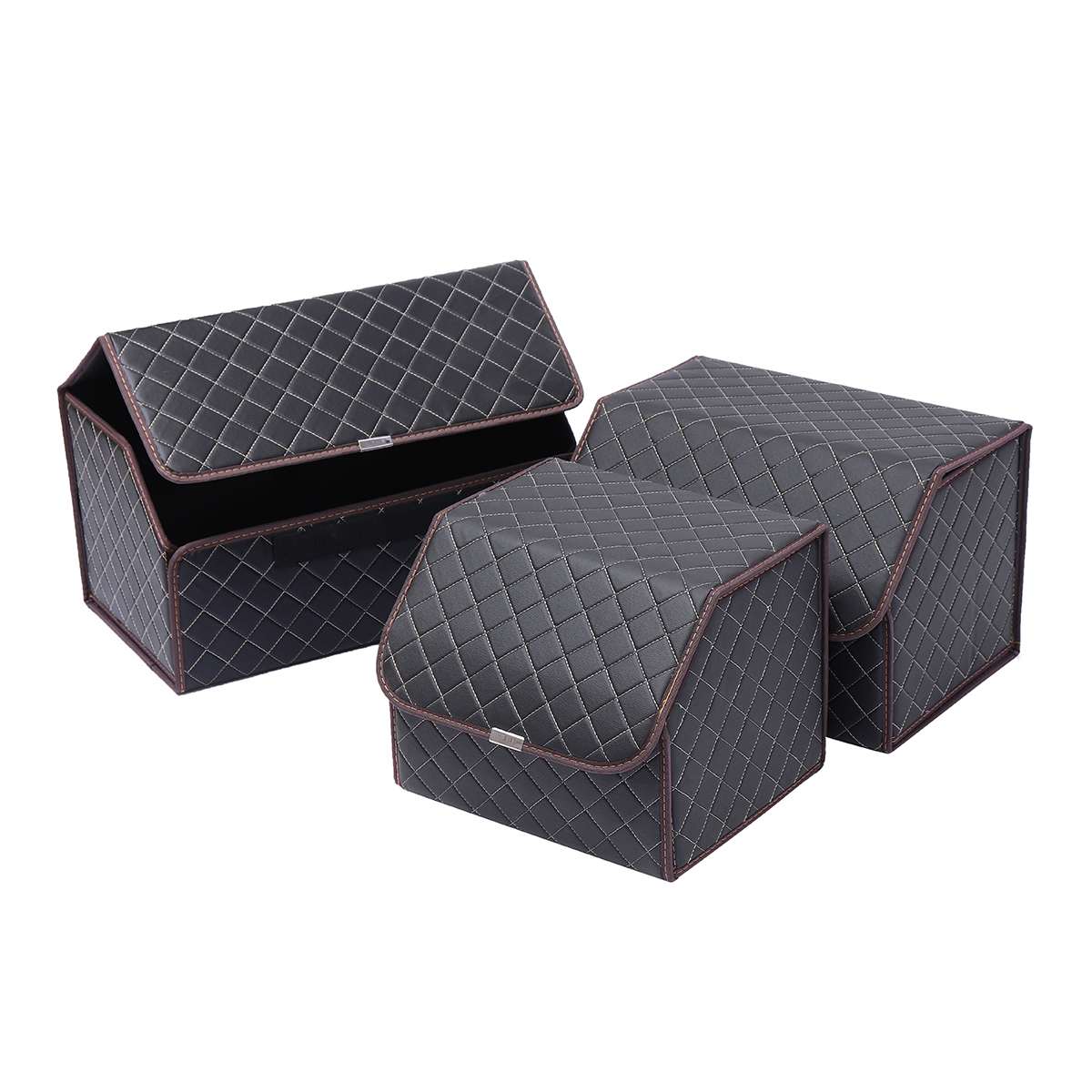 Folding Large Car Trunk Organizer Box Storage Bag Auto Trash Tool Bag PU Leather Cargo Storage Stowing Tidying Car Accessories
