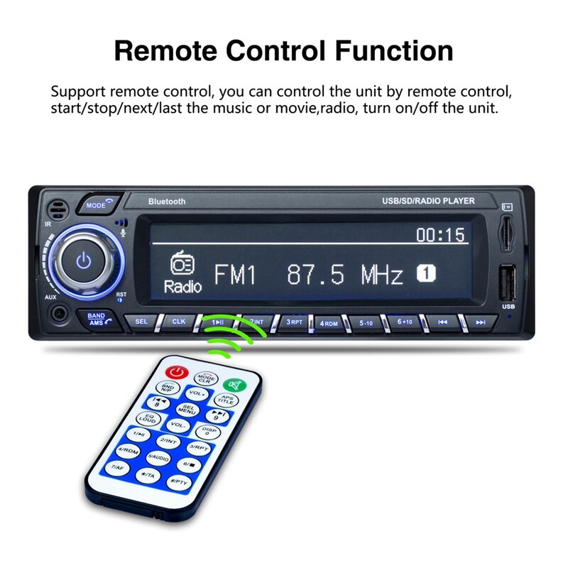 Autoradio Bluetooth DAB + RDS, lecteur MP3, écran LCD AM/WMA, FM, USB, carte SD, mains libres, Audio numérique, ISO, 1 Din, 3101