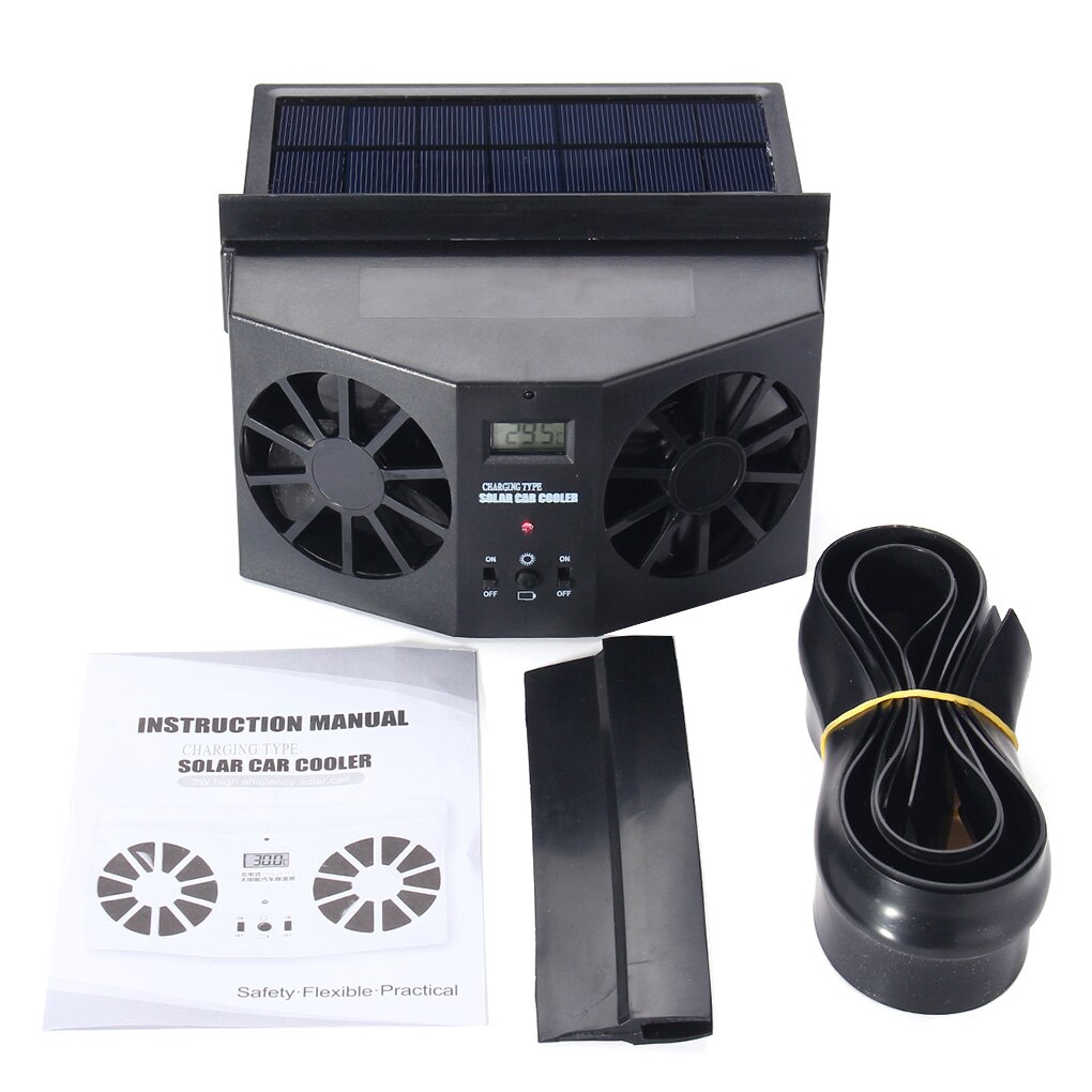 Portable Rechargeable Cooler Car Solar Fan Auto Window Powered Air Vent Ventilator High-power Ventilation Fan
