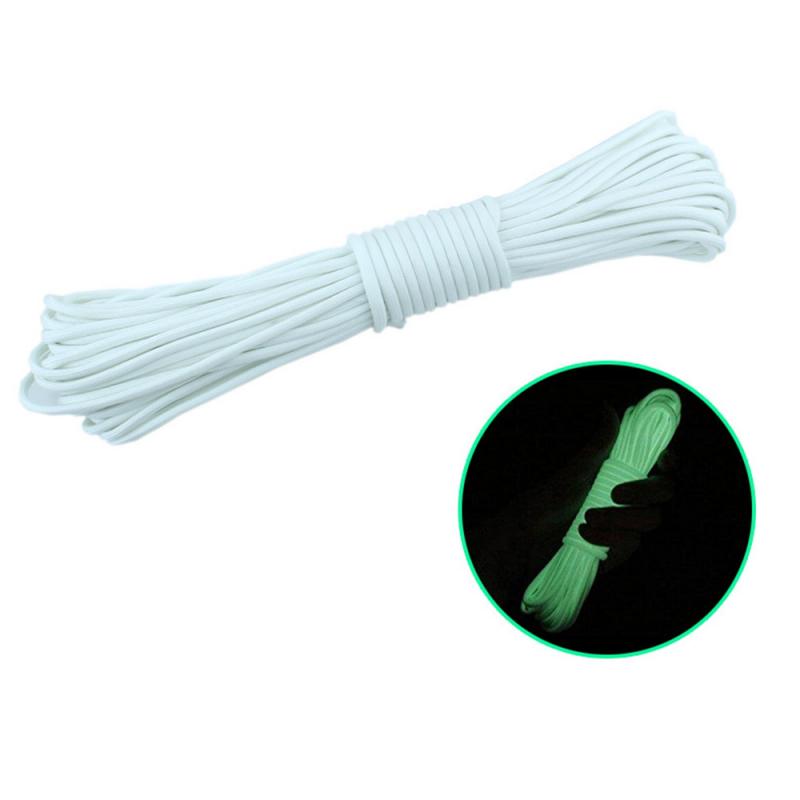 Cuerda luminosa de supervivencia de 20M, cuerda luminosa para campamento, cuerda de paracaídas con cordones de cuerda, equipo de Camping