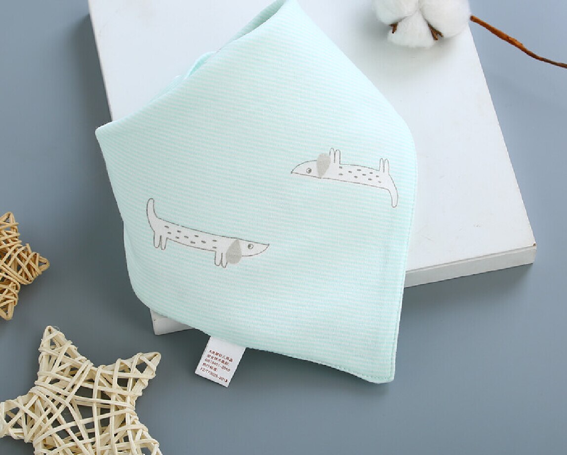 Baby bibs e cotton Cartoon Character Animal Print baby bandana bibs dribble bibs: Blue
