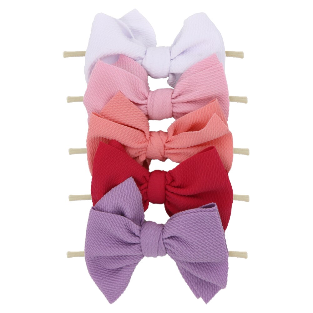 5Pcs/Lot Flower Print Elastic Nylon Band 5.9'' Big Bow Knot Headband Newborn Non-Marking Hair Accessories: mix9