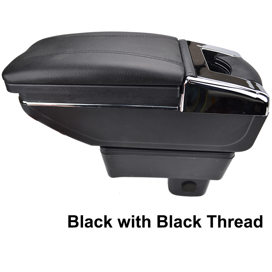 Auto armleuningen voor Swift 2005-2024 opbergdoos voor de middenconsole, dubbellaags, met 3 USB-oplaadpoorten, zwarte stiksels