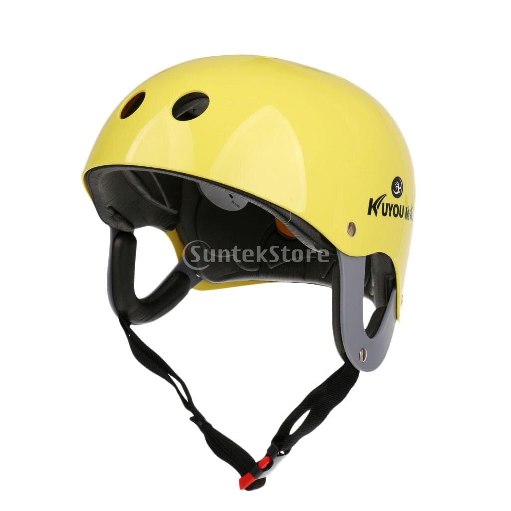 Pro sikkerhedsjusterbar hjelm med ce-certificering til vandsport kite wake board kajakrafting rafting hovedomkreds 57-62cm: Gul