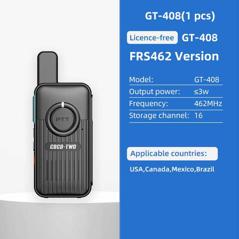 CBCBTWO GT-408 Mini Walkie Talkie And Light Body Radio Communicator for One Day Restaurant Commuting Plastic Surgery Hospital: GRAY