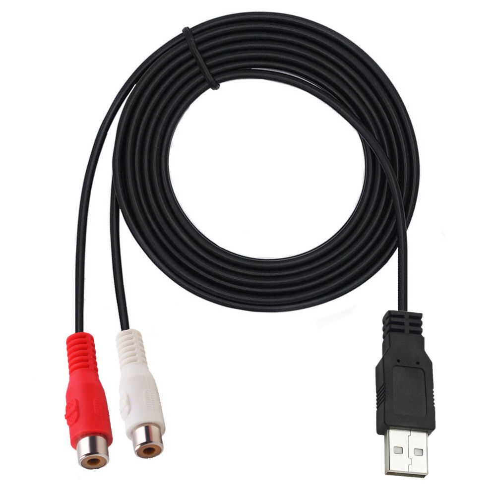 Câble USB vers 2 RCA, 5 pieds, 1.5m, USB 2.0 A mâle vers double RCA femelle, séparateur de prise PC TV Aux Audio vidéo AV, cordon adaptateur Composite