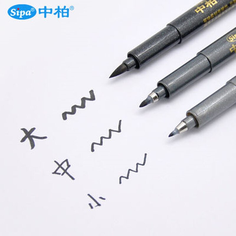 SIPA Brushes Pen Chinese Calligraphy Brush Pen Writing Drawing Sketching Bold Medium Fine Tip Refillable Soft Lettering Pen