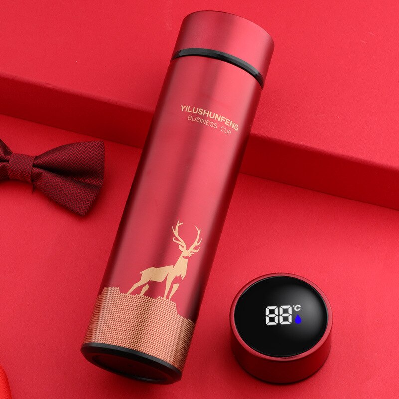 Thermos Intelligent en acier inoxydable, affichage de la température, bouteille d'eau intelligente, flacons sous vide, Thermos, tasse à café,: Red Deer
