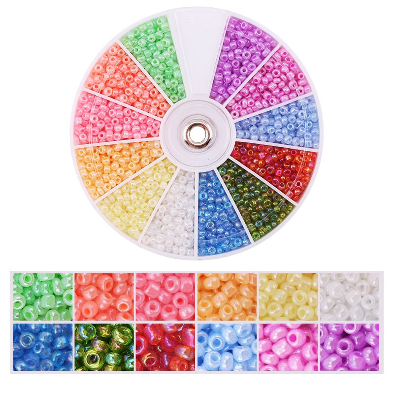2000pcs/Lot 12Grids Glass Seed Beads Set Charms Jewelry Beads For Bracelet Necklace Earrings Handmade Craft DIY Jewelry Making: SILVER PLATED