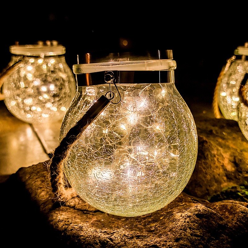 Solar Led Licht Mason Glazen Pot Waterdichte Opknoping Licht Met Touw Landschap Decoratie Voor Patio Pathway Tuin