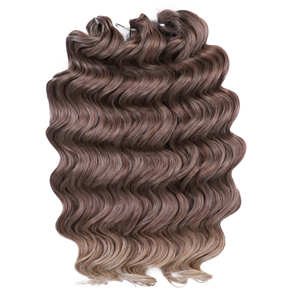FREEDOM Hair Synthetic Deep Wavy Twist Crochet Hair 24 Inch /60cm Ombre Brown Blonde White Braiding Hair Extensions MANASI Hair