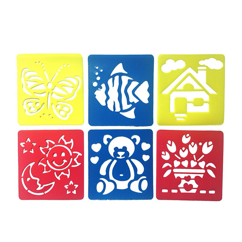 6 Pcs Dei Bambini Multi-A Forma di Righelli di Plastica Pittura Modello di Disegno Stencil di Apprendimento di Arte Strumenti di Disegno Giocattolo Per I Bambini I Bambini: 010