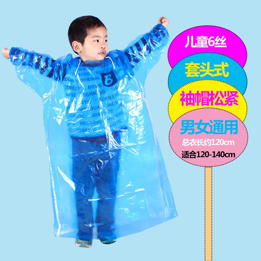 Children Disposable Raincoat Thickened Collar Loose Sleeve Outdoor Raincoat The Same Style For Mother And Child