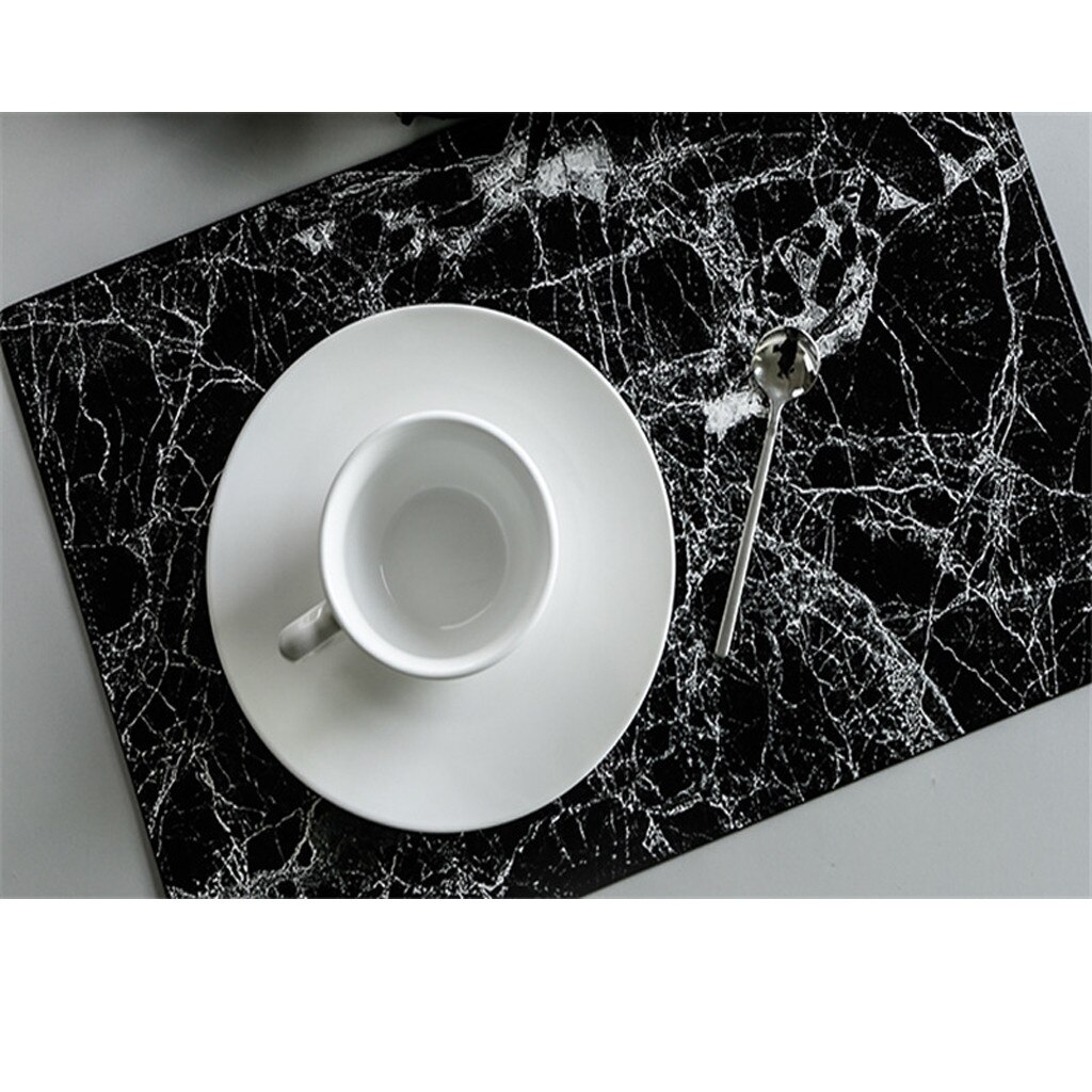 Tafel Mat Lederen Eettafel Placemats Hittebestendige Anti-Slip Keuken Placemats Gemarmerd Leer Placemat