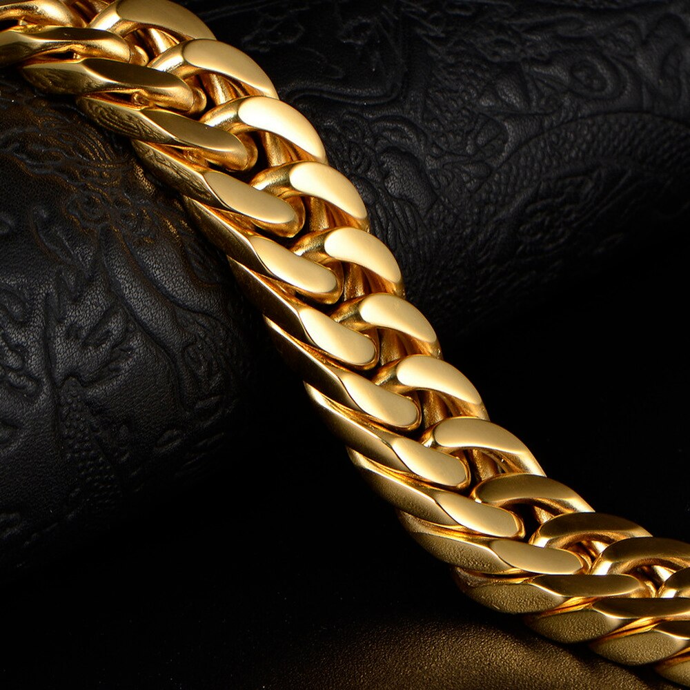 Moda kubańska bransoletka luksusowa męska stal nierdzewna 10mm osobowość władcza szeroki łańcuch bransoletka mężczyzn i kobiet biżuteria