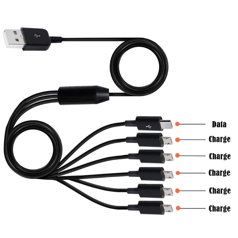 Usb 2.0 Type Een Mannelijk Naar 6 Micro Usb/Type C Mannelijke Splitter Y Data Sync Lading Connector Adapter Kabel 0.5M/1.5M