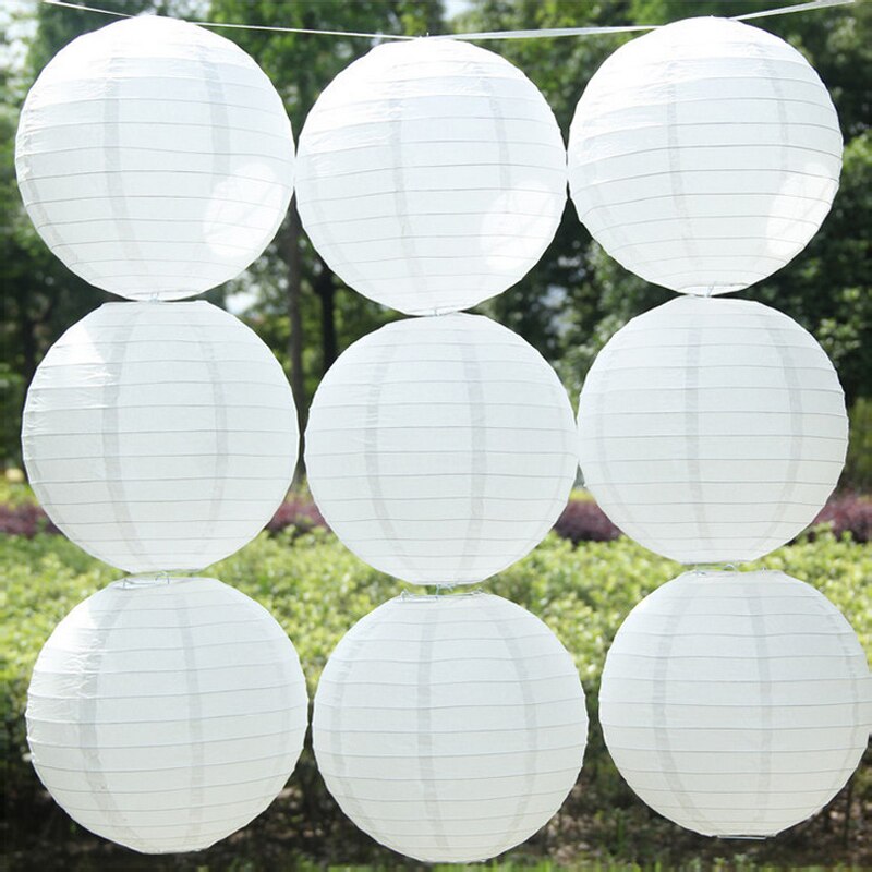 1pc White Round Chinese Paper Lantern for craft DIY Wedding Birthday Baby Shower Party Decorations 8" 10" 12" 14" 16"