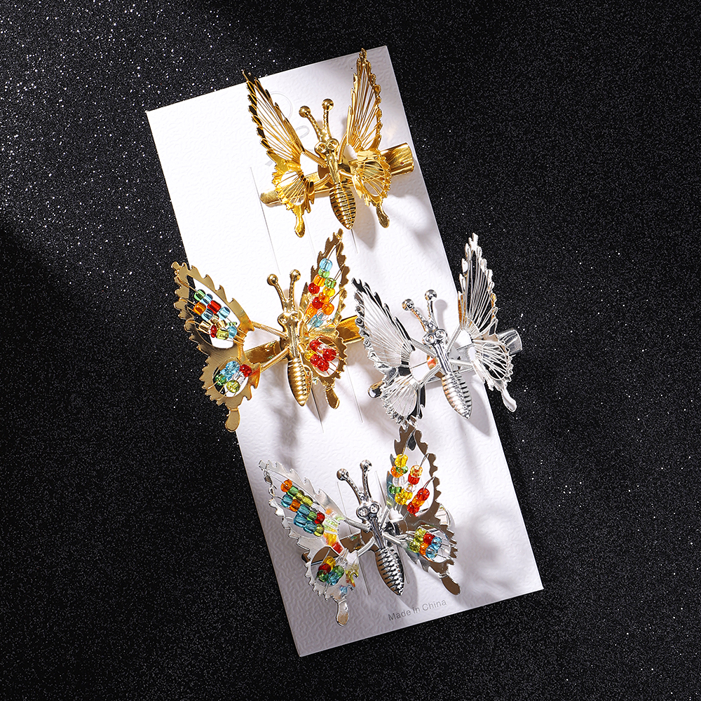 Horquilla de mariposa para mujer y niña, accesorios de Metal, Clip LATERAL de mariposa temblorosa, tocado con horquillas de mariposa móvil, 2/4 Uds.
