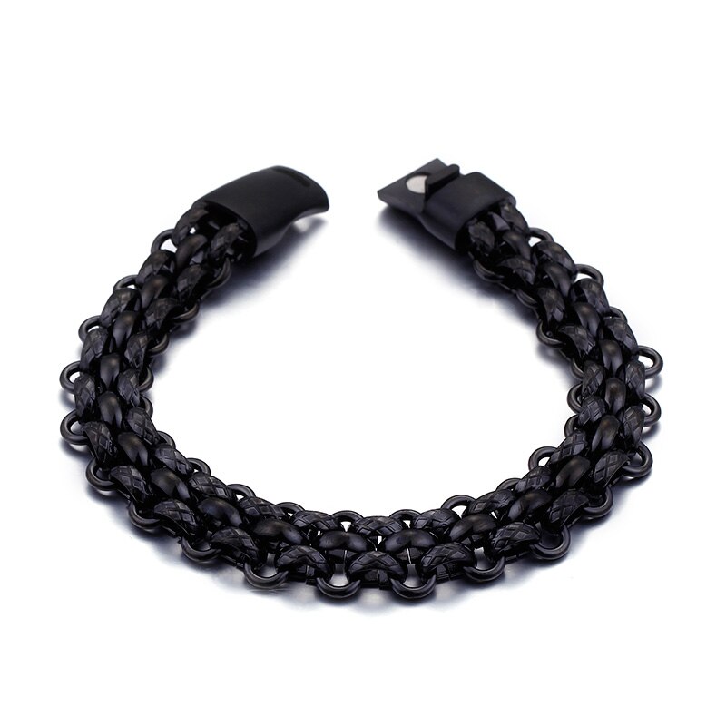 TrustyLan Catena dell'acciaio inossidabile degli uomini Braccialetto Nero Gioielli Uomo 13 MILLIMETRI Armbanden Erkek Bileklik Amicizia Braccialetto da Uomo Homme: stile 2