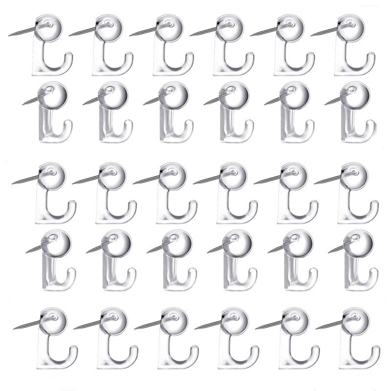50Pcs Positioning Needle Pushpin Paper Photo Memo Document Tack Decorative Fixed Hanging Hook for Cork Message Board I-nails: Transparent Colorles