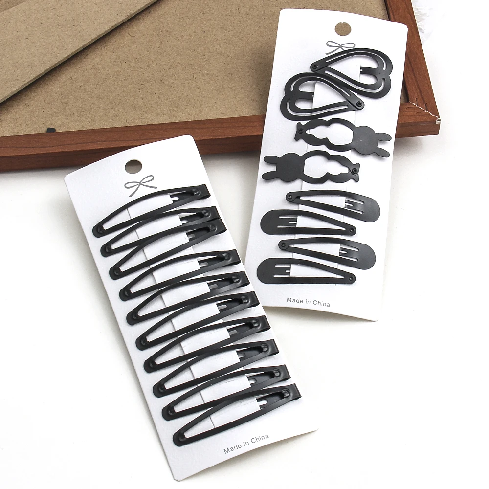 Pasador de estilo Y2K para mujer, horquillas negras simples, Clips BB, tocado, pasadores, accesorios para el cabello, 10/6 piezas