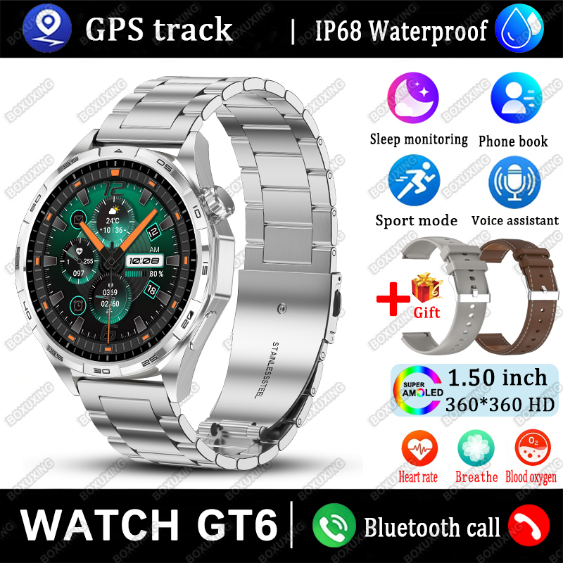 Nuovo orologio GT6 Smart Watch da uomo HD AMOLED schermo mostra sempre l'ora traccia GPS frequenza cardiaca chiamata Bluetooth Smartwatch sportivo impermeabile: Rosa