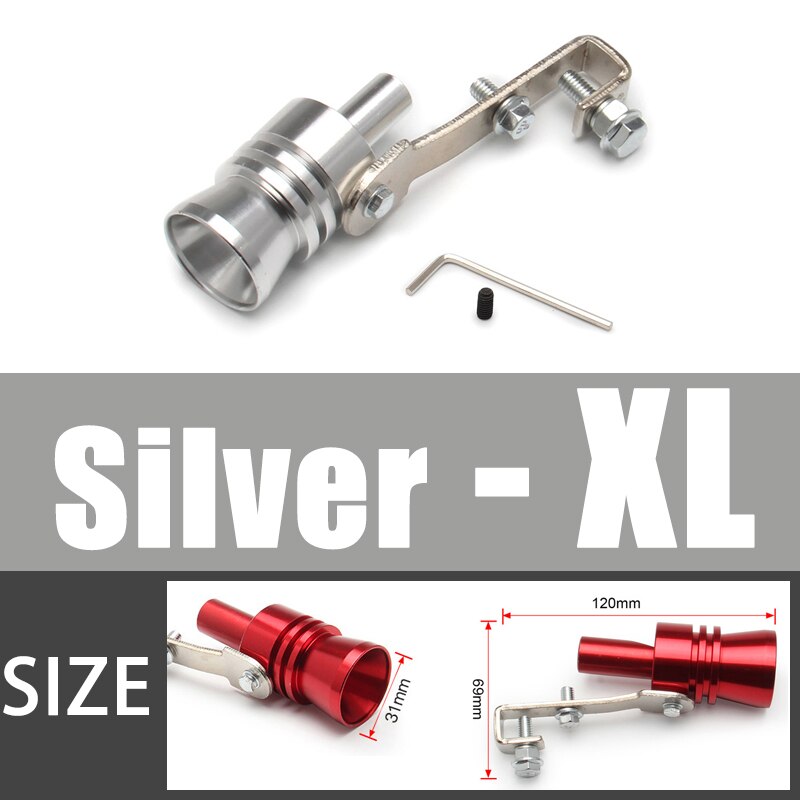 Universele Sound Simulator Auto Turbo Sound Whistle S/M/L/Xl Voertuig Refit Apparaat Uitlaatpijp Turbo geluid Fluitje Auto Turbmuffler: silver XL