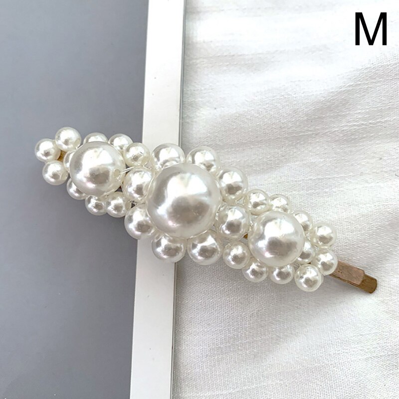 Full Pearl Hair Clips Pins For Women Girls Hairpins Barrette Korean Metal Hairgrip Hair Accessories: M