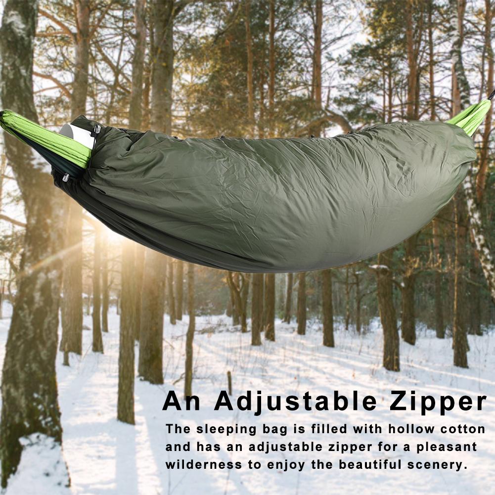 Udendørs hængekøje isolering betræk fortykkelse opvarmning sovepose dække med lynlås hængekøje regntæt betræk telt solskærm baldakin 4: Sovepose