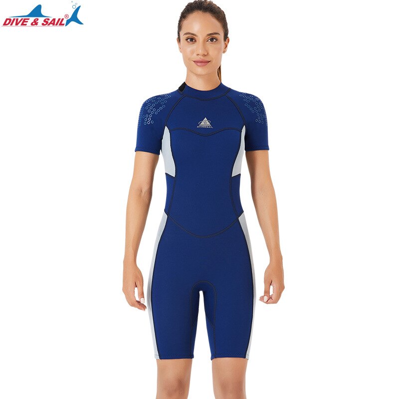 Men&#39;s Women&#39;s 1.5mm Neoprene Short Sleeve Back Zipper Diving Suit One-piece Warm Diving Suit Sunscreen Snorkeling Swimming Suit: 4 / S