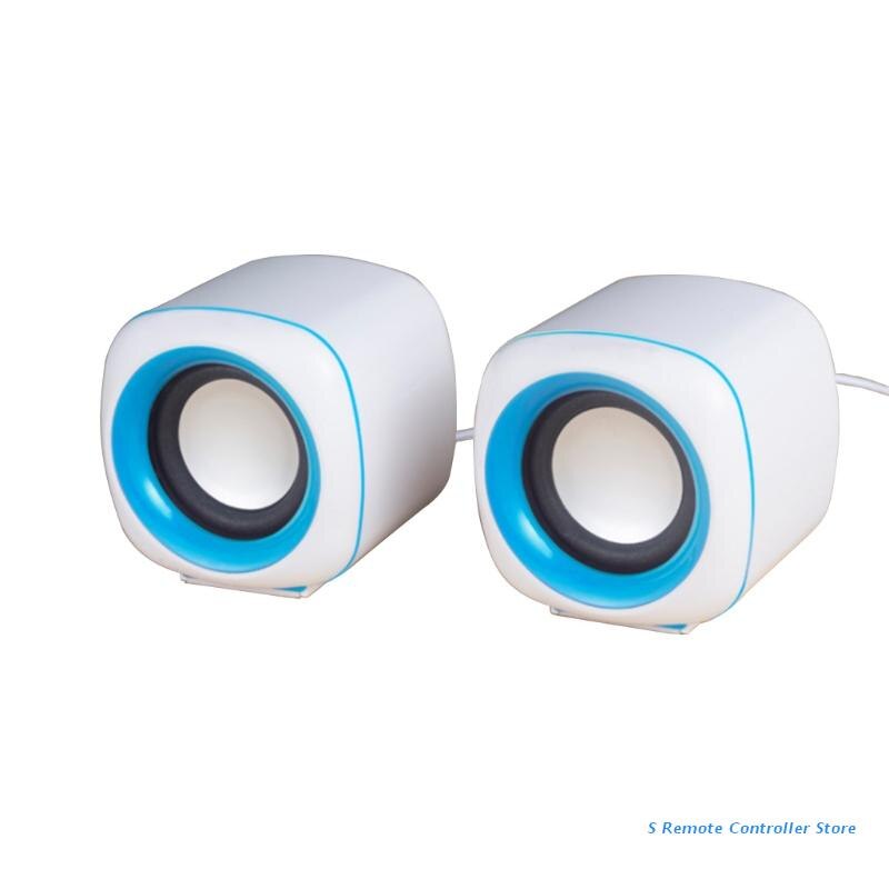 USB Wired Computer Speakers Deep Bass Sound Box Speaker For PC Laptop Powerful Subwoofer Multimedia Loudspeakers: White blue