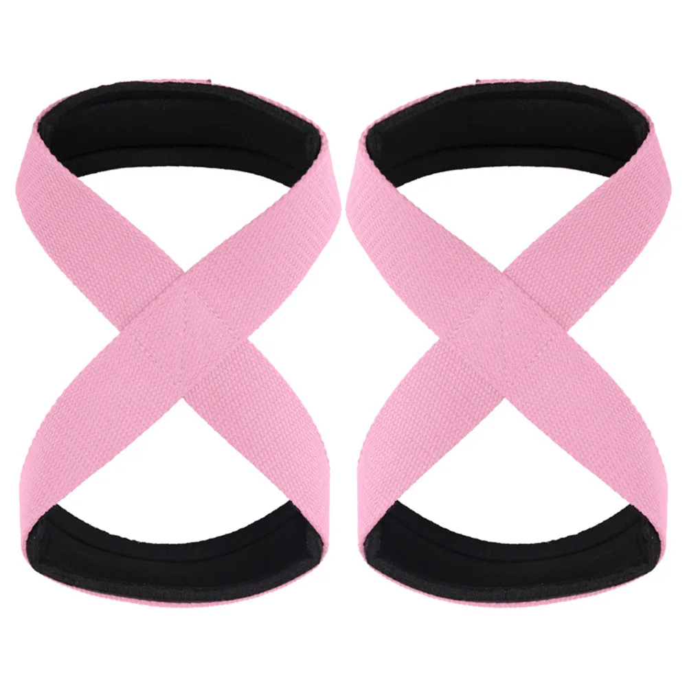 Padded Figure 8 Straps Deadlift Weight Lifting Wrist Straps Power Lifters Workout Pull-ups Horizontal Bar Gym Fitness: Pink