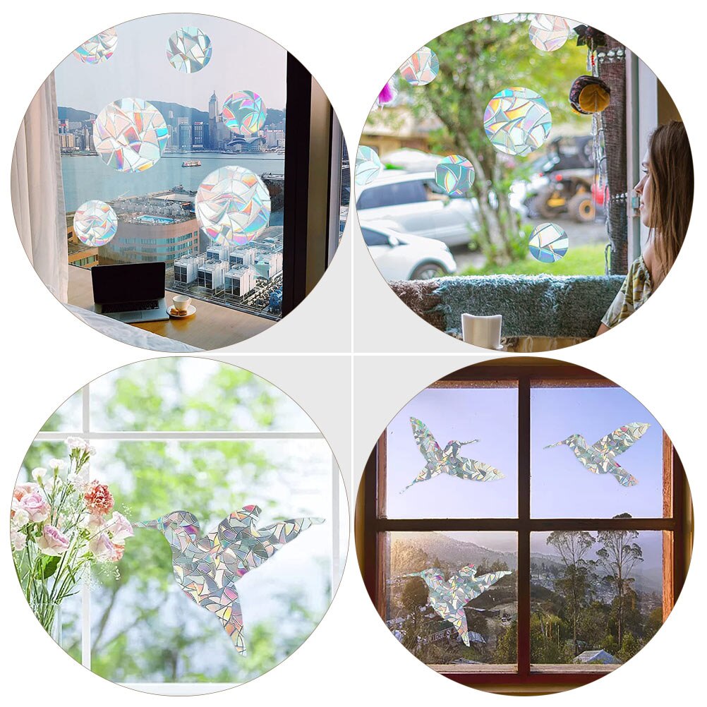 2 Sets Hummingbird Anti-collision Window Cling Adhesive Bird Deterrent Stickers