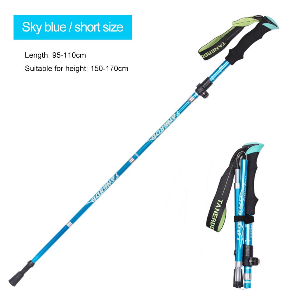 5-Section Outdoor Fold Trekking Poles Walking Stick For Nordic Walking Hiking Antishock Walking Stick Elderly: Short sky blue