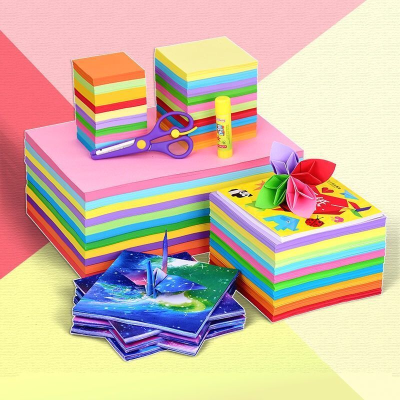 Wood pulp color cardboard 10-color handmade origami paper-cut stationery multifunctional paper: 10x10cm 100pc