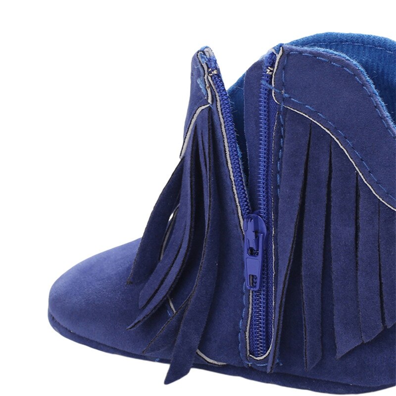 Baby hoge schoenen herfst en winter effen kleur antislip prinses prewalker met franje laarzen meisjesschoen