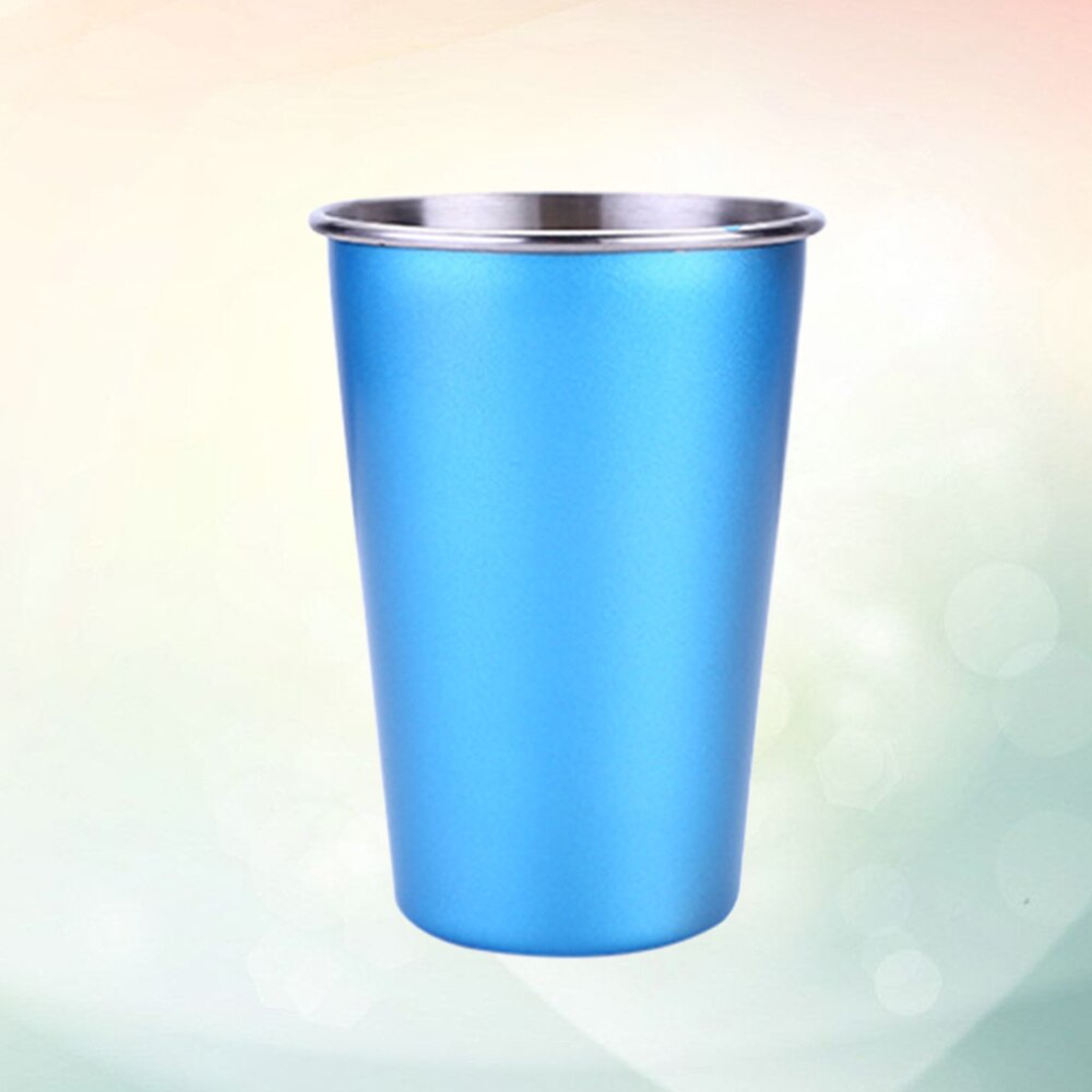 Stainless Steel Beer Cup Premium Durable Drinking Tumbler Coffee Tea Cup (Nordic Silver, Lid)